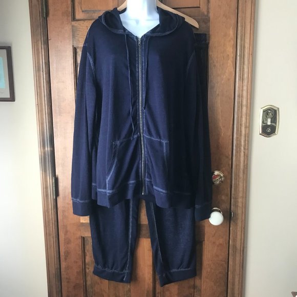 Make + Model Navy Blue Zip-Up Hoodie Jacket & Drawstring Joggers Set Size 3X - Picture 1 of 16